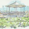 Bandstand with Dandelions Kilkee by Ruth Wood Exclusive to Kilbaha Gallery