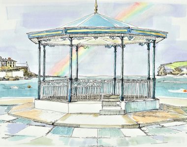 Bandstand with Rainbow Kilkee by Ruth Wood Exclusive to Kilbaha Gallery