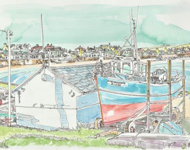 Boat House Kilkee Fronting the Beach by Ruth Wood Exclusive to Kilbaha Gallery
