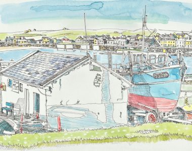 Boat House Kilkee Fronting the West End by Ruth Wood Exclusive to Kilbaha Gallery