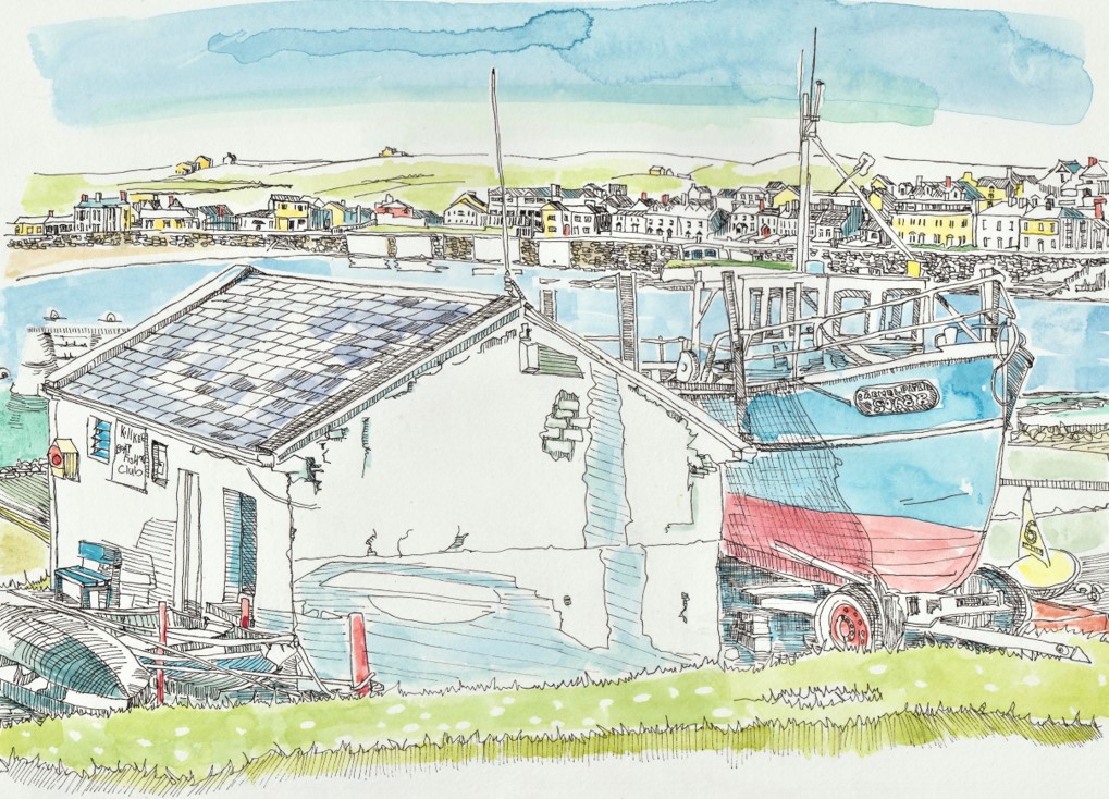 Boat House Kilkee Fronting the West End by Ruth Wood Exclusive to Kilbaha Gallery