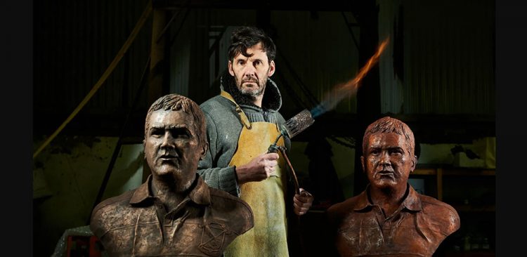 Seamus with Axel Foley Sculptures