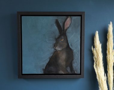 Bunny on Blue Small by Heidi Wickham for Kilbaha Gallery Buy irish Art Online