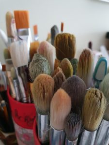 Brushes in Pauline Dunleavy's studio