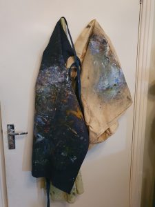 Aprons hanging in Pauline Dunleavy's studio in West Clare