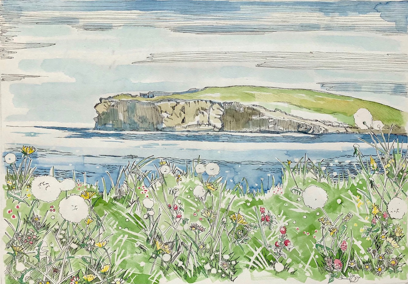 Large - Georges Head Kilkee - Pen & Ink - Ruth Wood