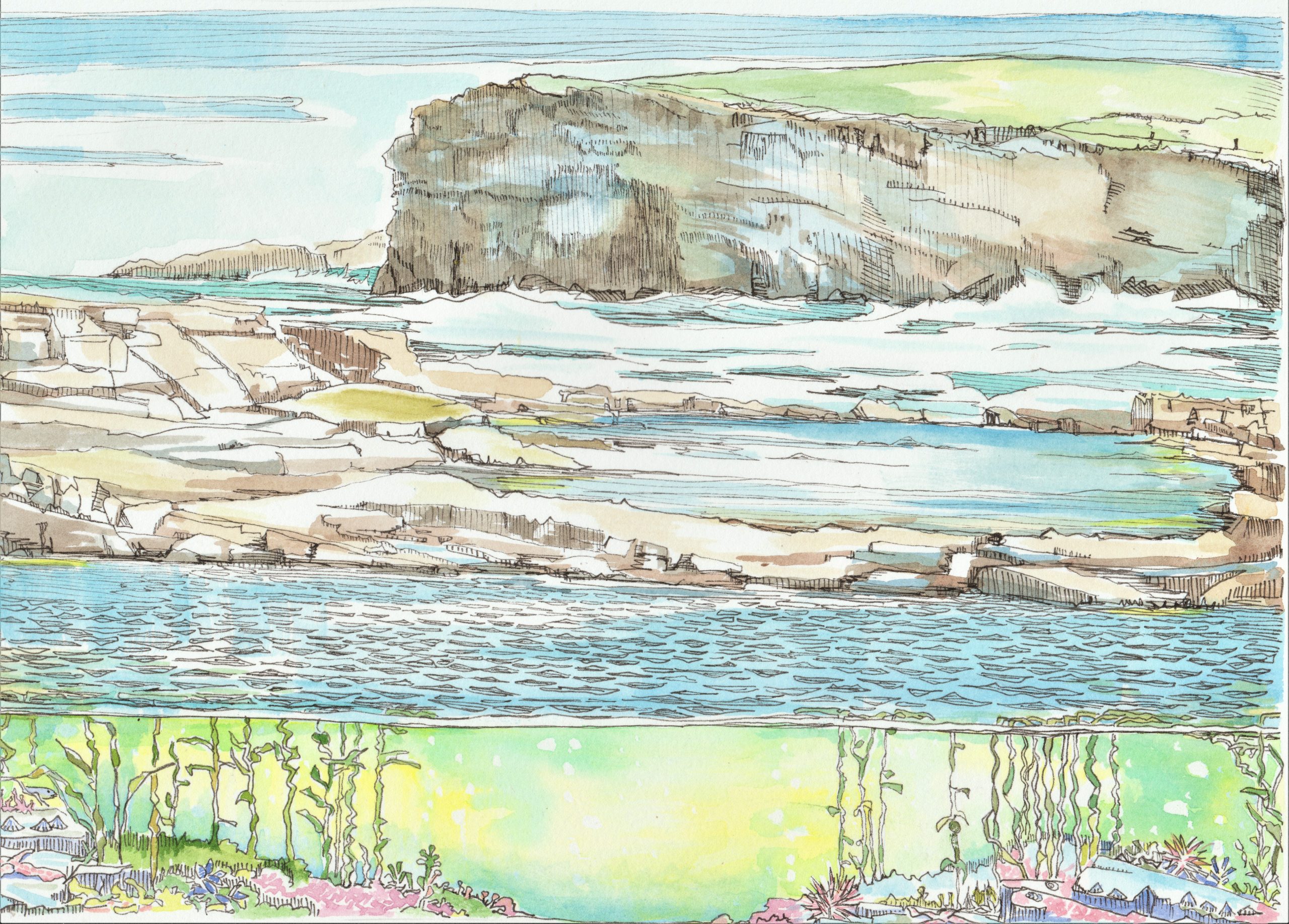 The Pollock Holes Kilkee Ruth Wood Pen & Ink 2020