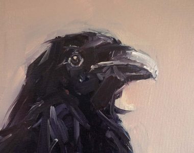 Jackdaw oil on canvas by Kaye Maahs for Kilbaha Gallery Buy Irish Art Online
