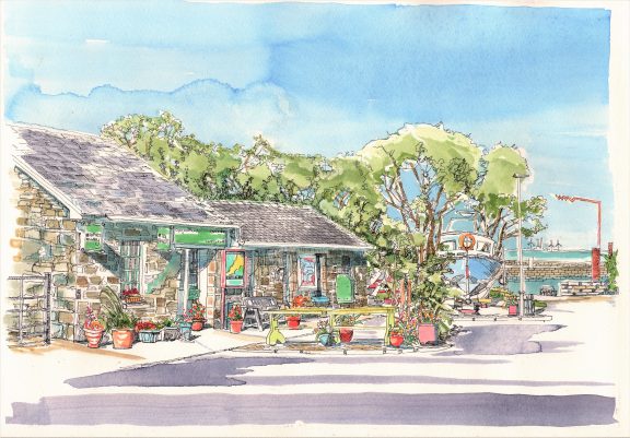 The Post Office, Carrigaholt Village, Co. Clare. 46.5 x 62.5 cm.