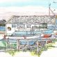 The boat house and Fishing Club, Kilkee, Co. Clare. 46.5 x 62.5 cm.