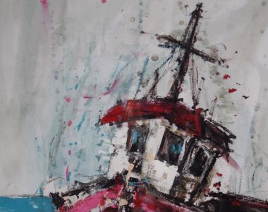 Danny Vincent Smith Pink Boat West of Ireland, Fishing Boat, Painting Ireland, Art., Print