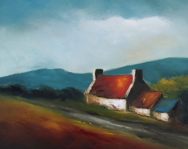 Roadside oil painting Padraig McCaul WAW Irish art cottage gift Kilbaha Gallery Clare