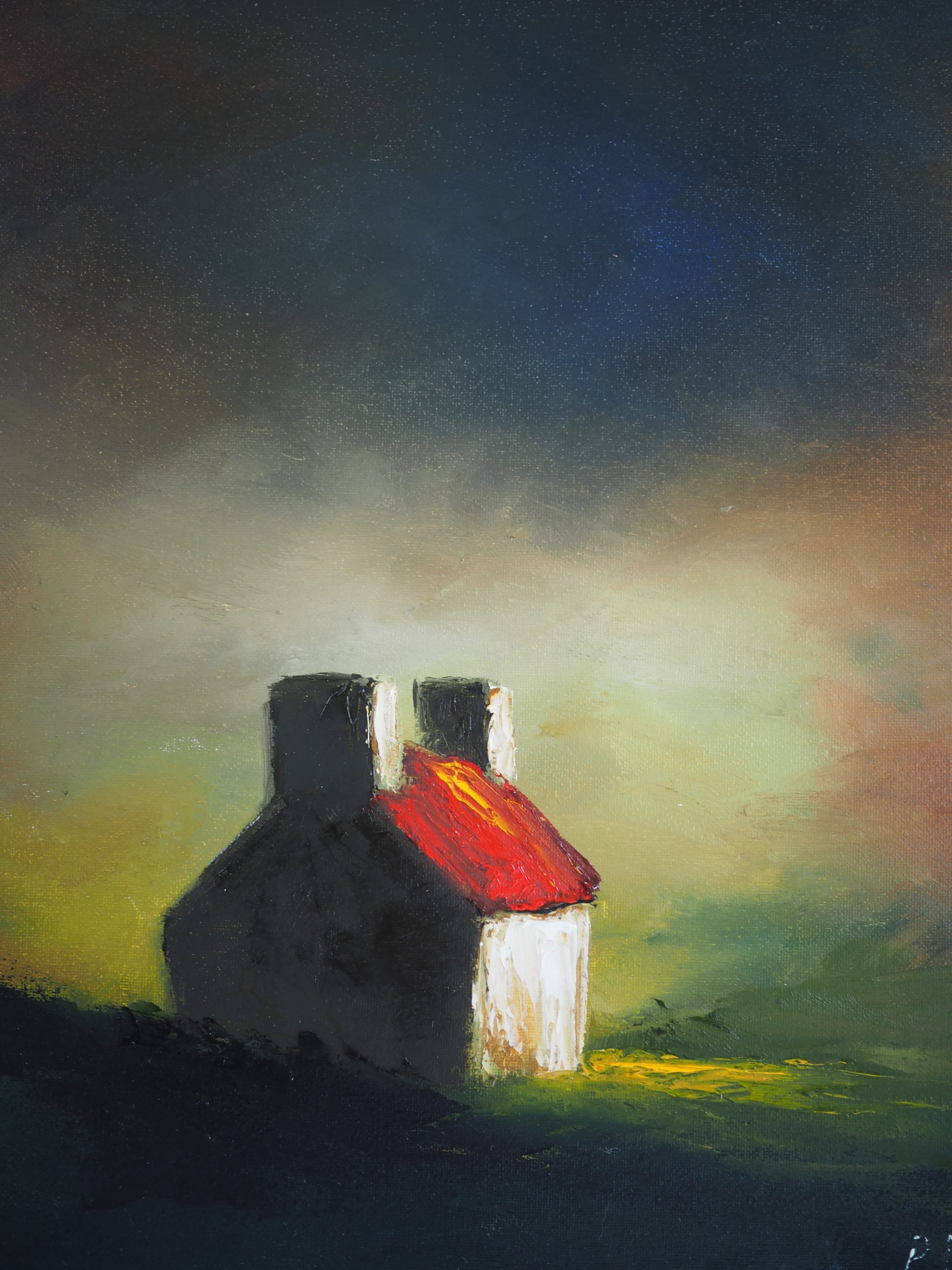 A Quiet Home Padraig McCaul oil painting Kilbaha Gallery Irish Art Cottage