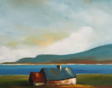 Atlantic Home cottage oil painting by Padraig McCaul Kilbaha Gallery Irish Art Clare
