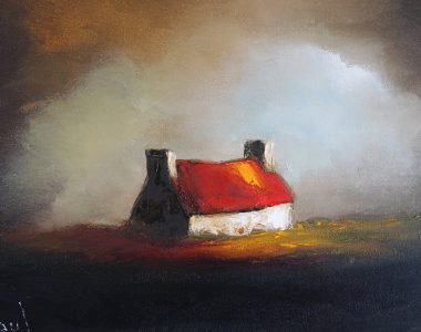 worried sky cottage by Padraig McCaul Irish art Kilbaha Gallery