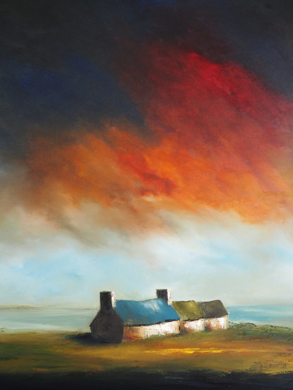 a gentle life cottage by Padraig McCaul Irish art Kilbaha Gallery