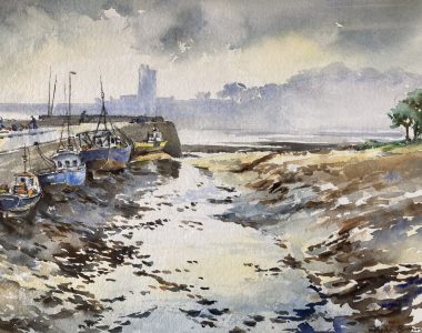Phil Brennan Carrigaholt Harbour Watercolour Original Painting Kilbaha Gallery Irish Art