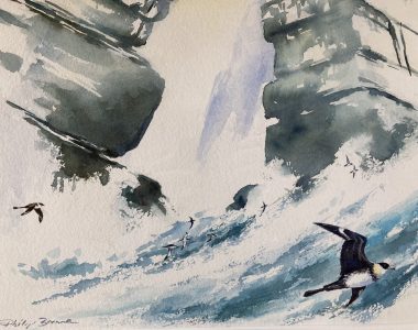 Phil Brennan Carrigaholt Harbour Watercolour Original Painting Kilbaha Gallery Irish Art