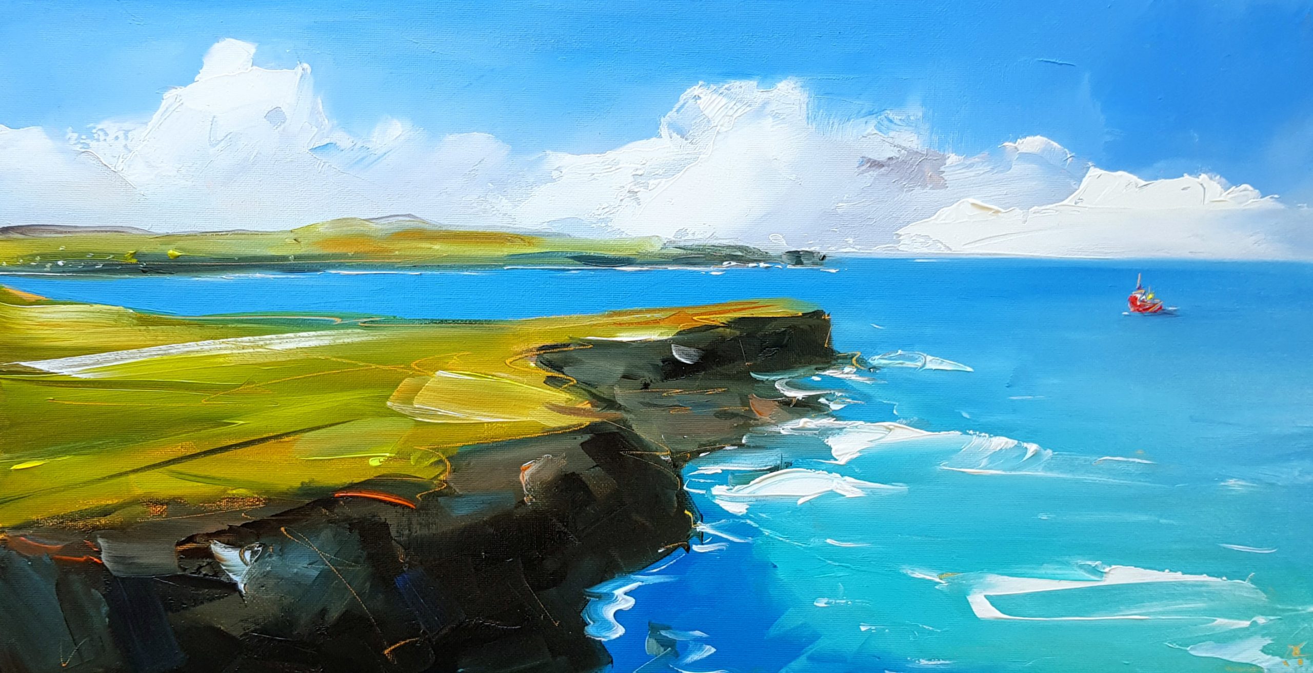 Kilkee Cliffs, Loop Head Co Clare Irelands Wild Atlantic Way Seascape Painting Irish Art