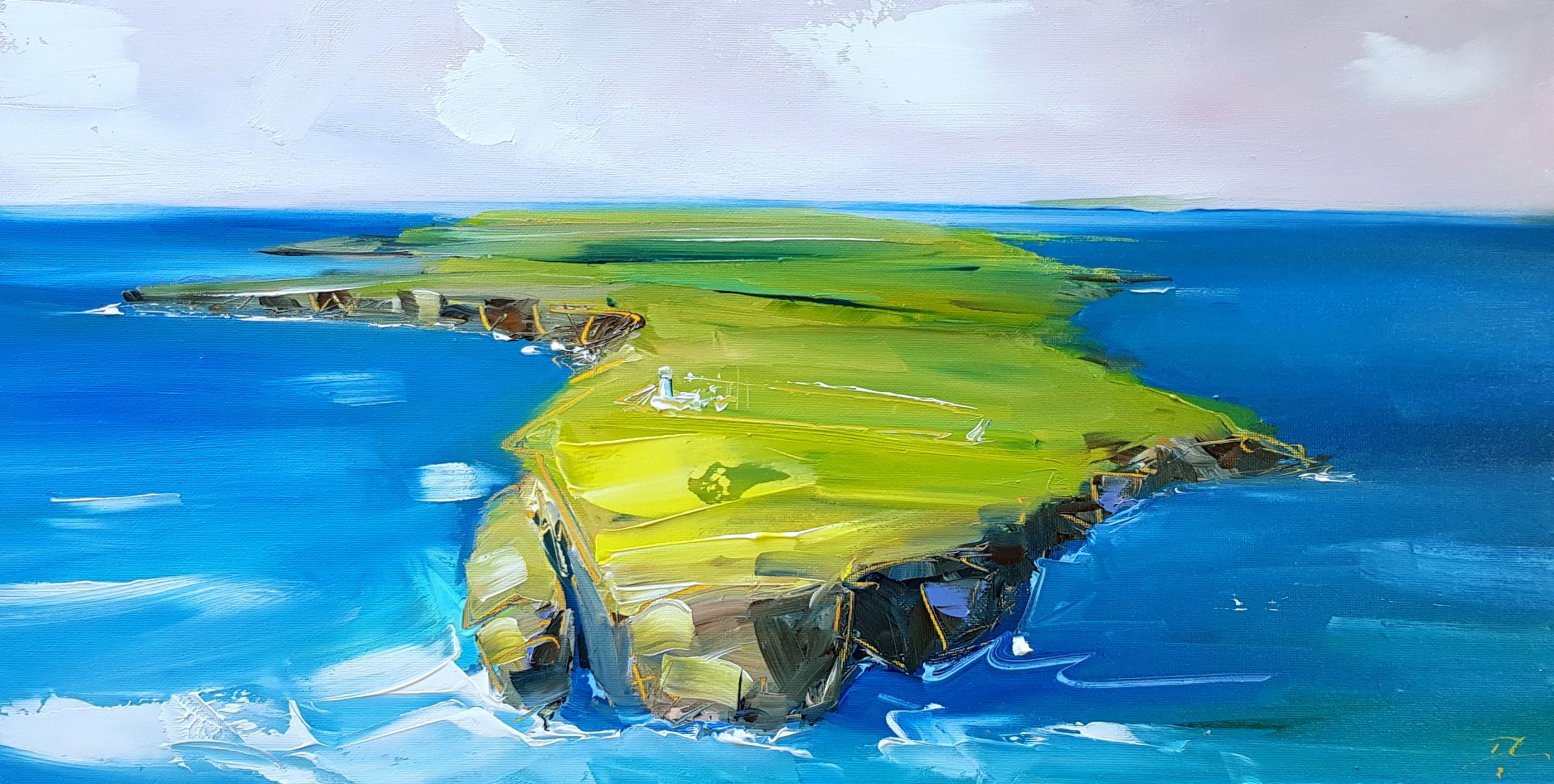 Loop Head from Above David Coyne Loop Head WAW oil painting seascape West of Ireland Irish Art