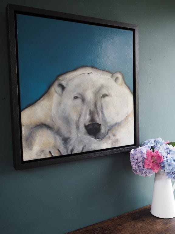 Heidi Wickham polar bear painting for Kilbaha Gallery Irish art