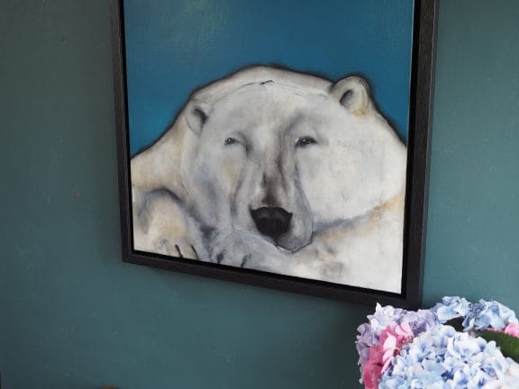Heidi Wickham polar bear painting for Kilbaha Gallery Irish art