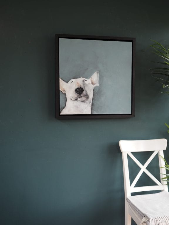 Heidi Wickham dog painting for Kilbaha Gallery animals Irish art gallery in Clare