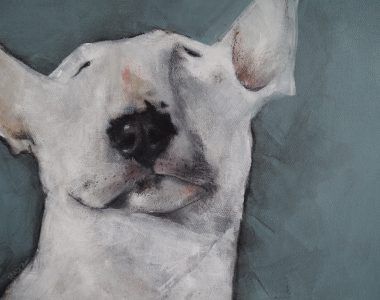 Heidi Wickham dog painting for Kilbaha Gallery animals Irish art gallery in Clare
