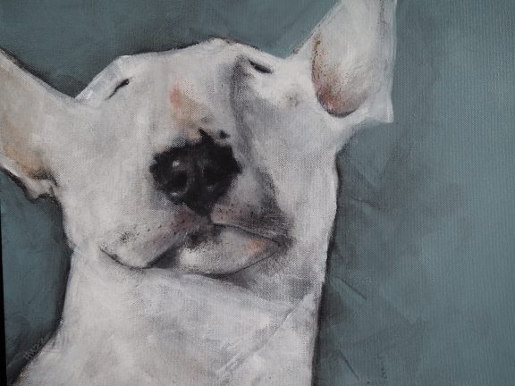 Heidi Wickham dog painting for Kilbaha Gallery animals Irish art gallery in Clare