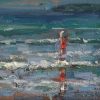 First dip by Bairbre Duggan oil painting seascape WAW Ireland Irish art Gallery Ireland