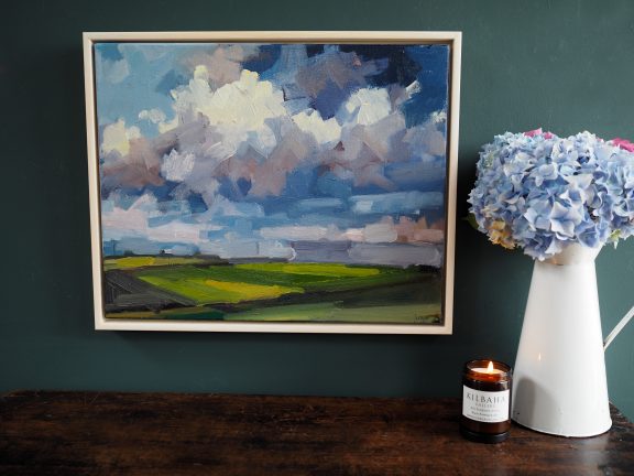 Big Clouds oil painting by Bairbre Duggan landscape clouds West of Ireland landscape painting Irish art