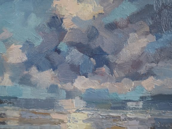 Light Break oil painting by Bairbre Duggan landscape clouds West of Ireland landscape painting Irish art