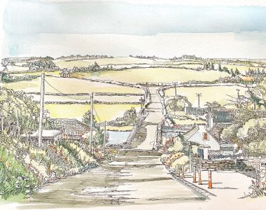 Black weir Bridge, Co. Clare. Ruth Wood €395 pen ink and watercolour Irish art