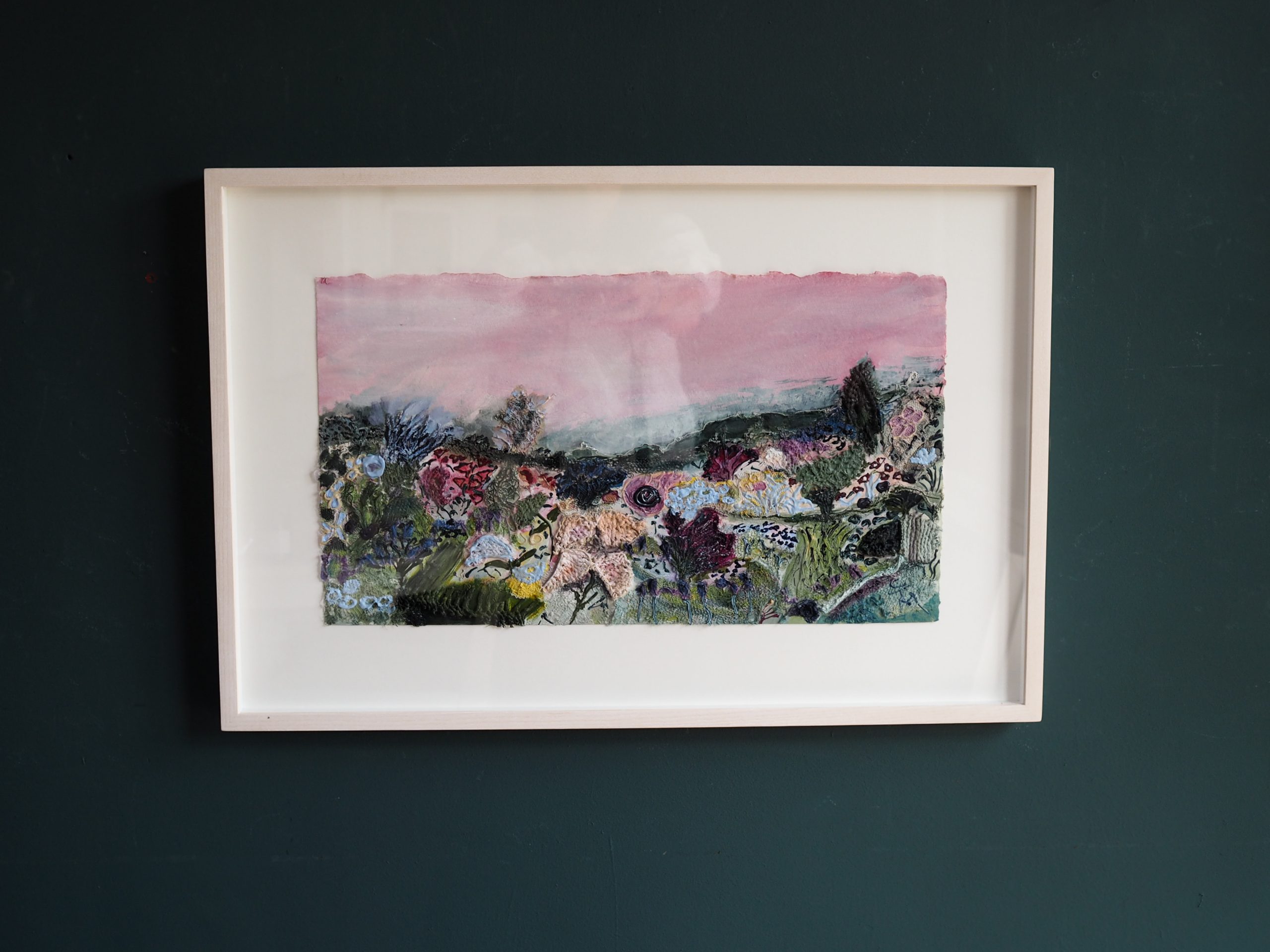 Carmel Madigan for Kilbaha Gallery Mixed Media flowers painting pink hues wild atlantic way Irish art