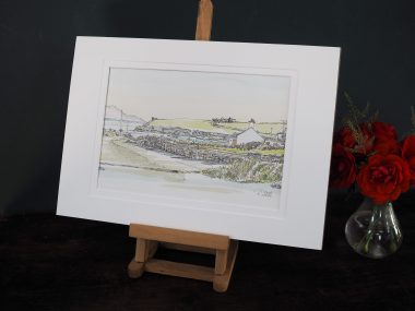 Ruth Wood Kilbaha Village Pen and Ink and Watercolour Irish art Painting Irelands Wild Atlantic Way