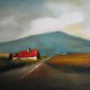 A Hard Road Padraig McCaul Red roof cottage shed landscape rural West of Ireland Moody Sky Mountains Irish art Kilbaha Gallery Clare