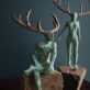 Horned God by Adam Pomeroy Bronze Sculpture on Stone Base for Kilbaha Gallery Irish Art