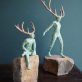 Horned God by Adam Pomeroy Bronze Sculpture on Stone Base for Kilbaha Gallery Irish Art