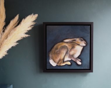 Small Hare by Heidi Wickham acrylic original animal paintings framed kilbaha gallery