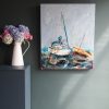 Danny Vincent Smith Blue Boats Irish art acrylic original contemporary artist painting boats Ireland West of Ireland Kilbaha Gallery Clare