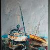 Danny Vincent Smith Blue Boats Irish art acrylic original contemporary artist painting boats Ireland West of Ireland Kilbaha Gallery Clare