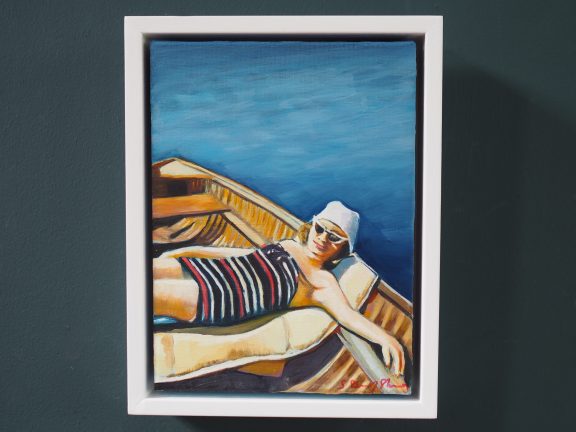 Gillian Kenny Shinnors Relaxing by the Sea Original oil painting Irish art Kilbaha Gallery