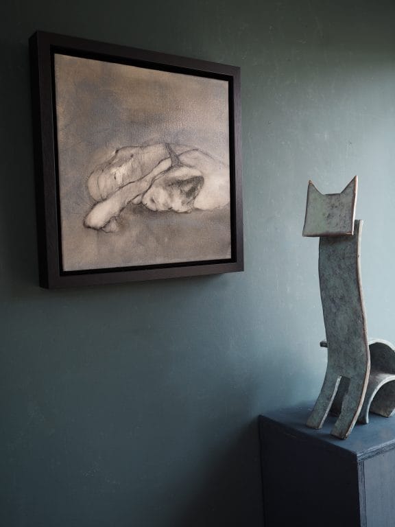 Heidi Wickham cat paintings original art Irish art animal paintings framed kilbaha gallery