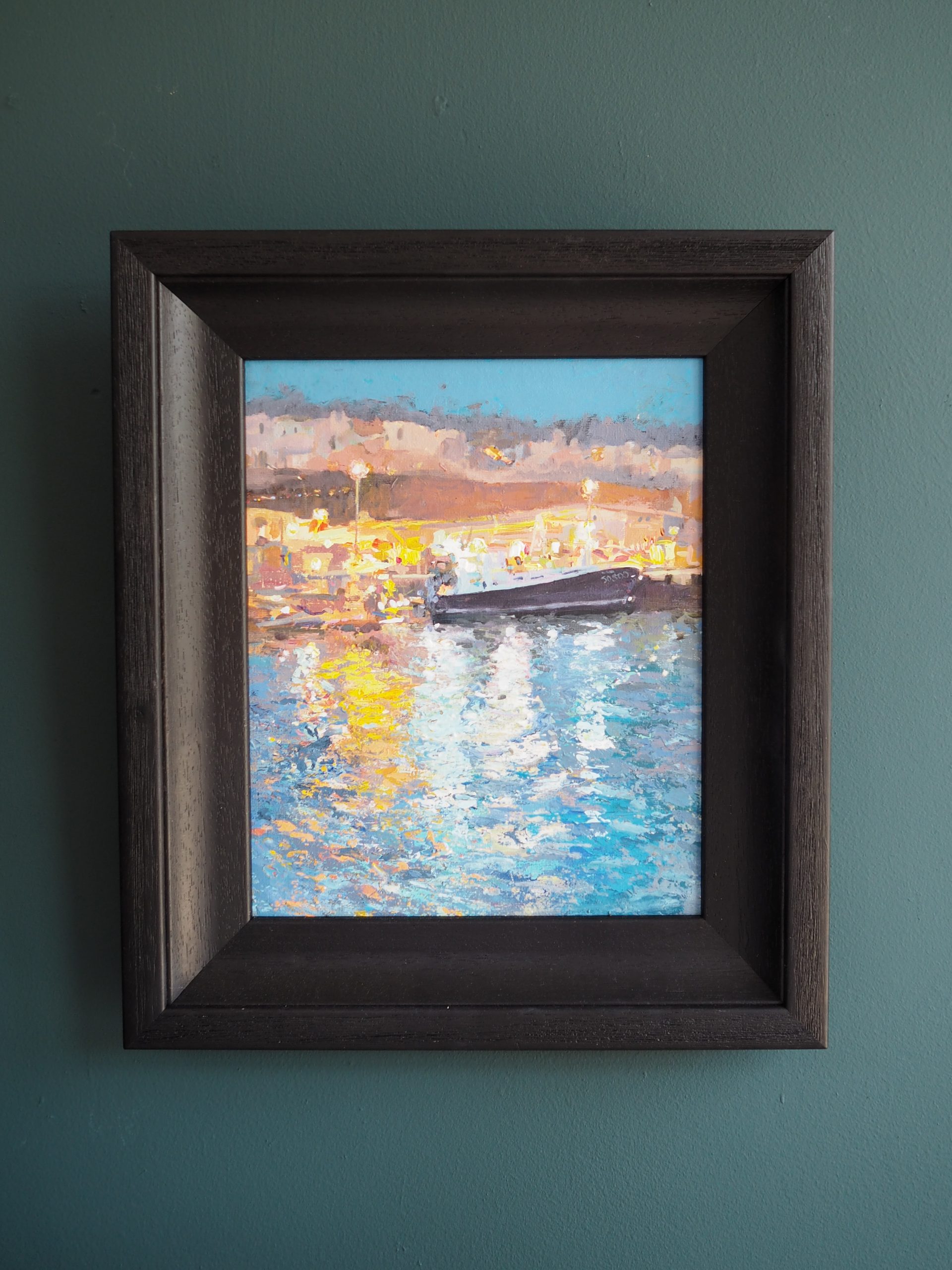 Fiona Power - Harbour Night , Dunmore East. €600 contemporary artist for Kilbaha Gallery Irish Art