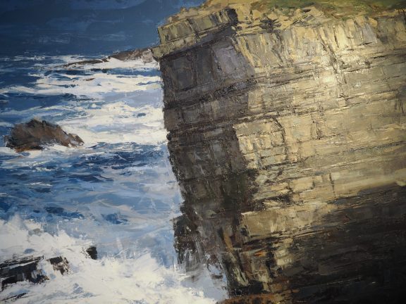 Ivan Daly Loop Head seascape cliffs painting oil on canvas Irish art Wild Atlantic Way striking art