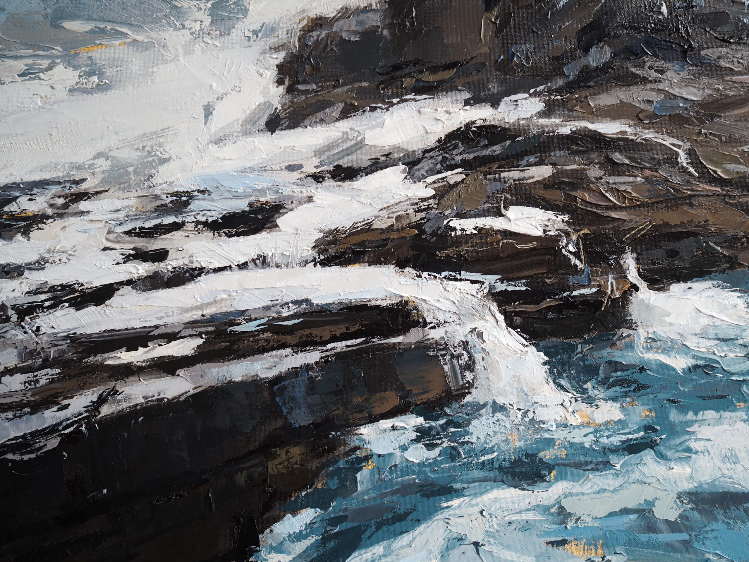 Ivan Daly Rise and Fall in Ross, seascape and rocks oil painting Irish art