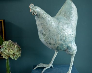 Krys Pomeroy Bronze Hen farmyard outside art Irish art original work Sculpture Hen interiors