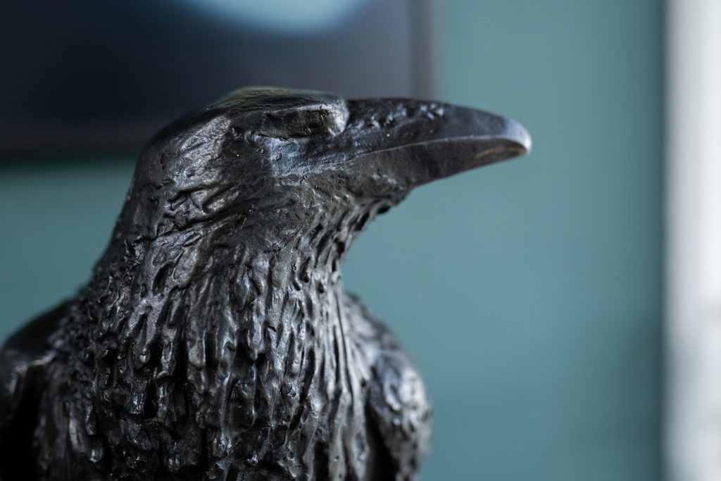 Adam Pomeroy sculpture bronze raven crow