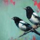 Sallyann Beirne contemporary artist oil on canvas striking artwork Irish art gift paintings cow birds crows magpies nature environment kilbaha gallery Irish interiors contemporary homes