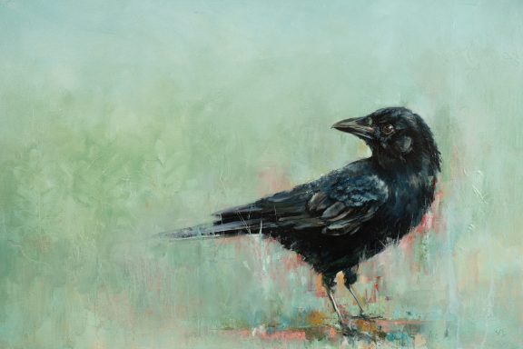 Sallyann Beirne contemporary artist oil on canvas striking artwork Irish art gift paintings cow birds crows magpies nature environment kilbaha gallery Irish interiors contemporary homes